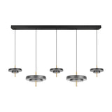 Keaton 5 Light LED Linear Chandelier – Black & Gold
