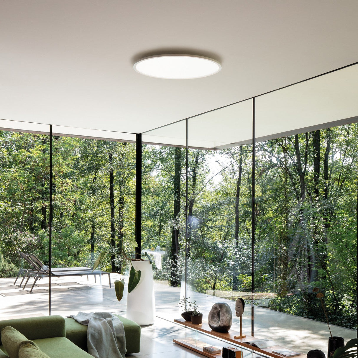 Fly Slim Flush Ceiling Light 900mm - White in situ