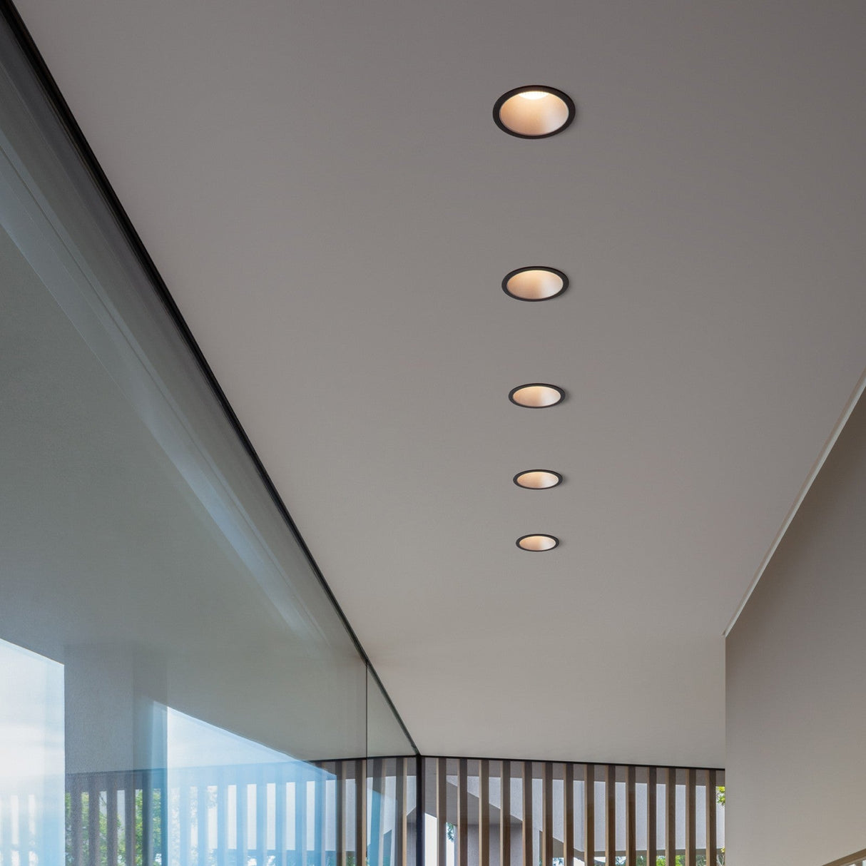 Game Round Downlight 20W - Black & Gold in situ