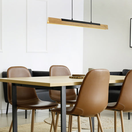 Kerala LED Wooden Pendant – Matt Black