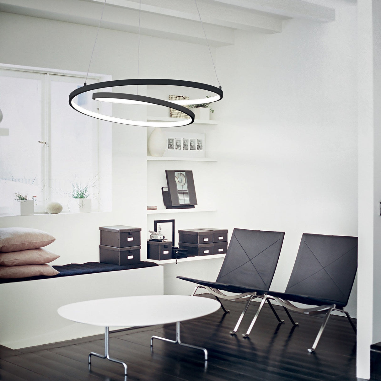 Oz Round Pendant Light 800mm 4000K - Brass in situ