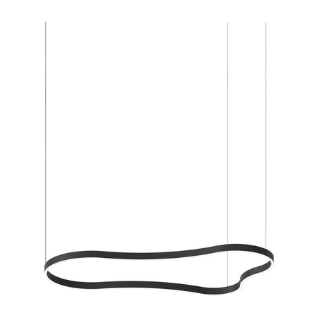 Waves Round Pendant Light 1556mm - Matt Black