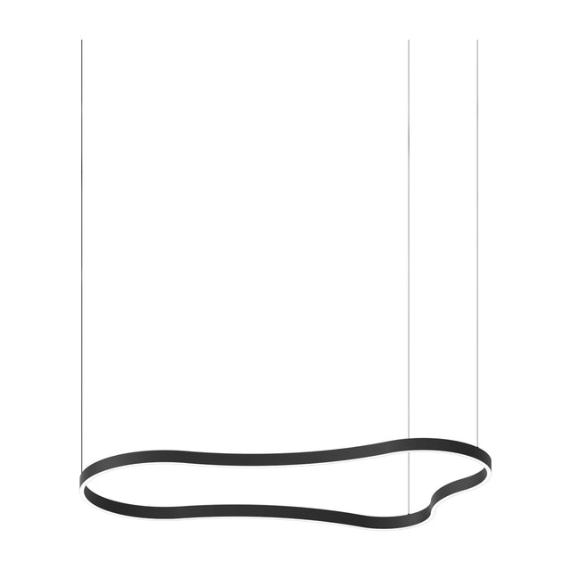 Waves Round Pendant Light 1556mm - Matt Black