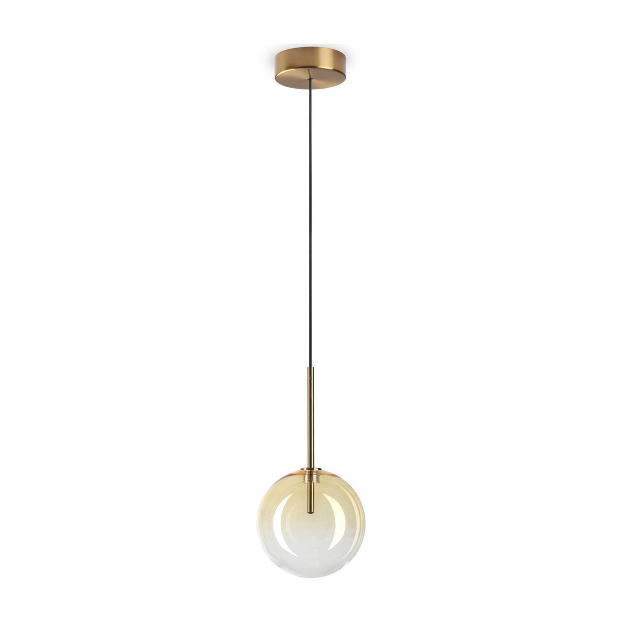 Equinoxe Globe Pendant Light 150mm - Antique Brass & Amber Glass