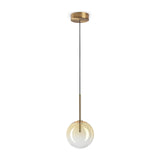 Equinoxe Globe Pendant Light 150mm - Antique Brass & Amber Glass