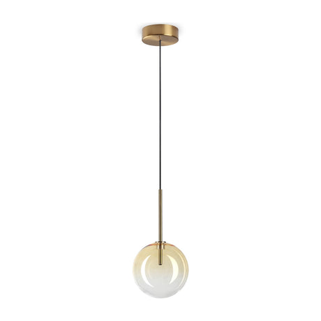 Equinoxe Globe Pendant Light 150mm - Antique Brass & Amber Glass