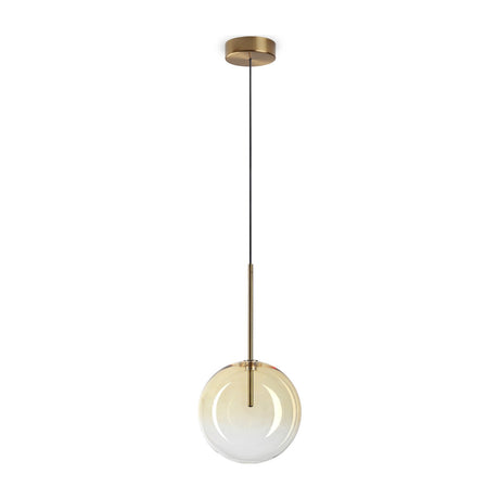 Equinoxe Globe Pendant Light 200mm - Antique Brass & Amber Glass