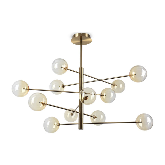 Equinoxe 12 Light Chandelier - Amber Glass