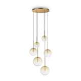 Equinoxe six light amber ombre glass cluster chandelier