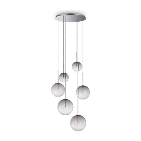 Equinoxe Chandelier - Chrome & Smoke Glass (6 Light)