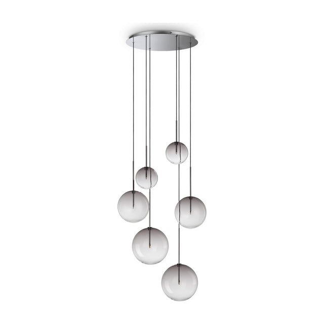 Equinoxe Chandelier - Chrome & Smoke Glass (6 Light)
