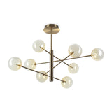 Equinoxe Chandelier - Antique Brass & Amber Glass (8 Light)