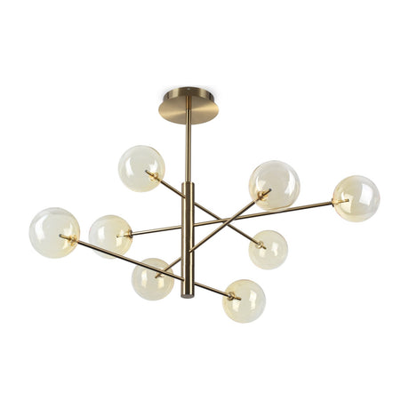 Equinoxe Chandelier - Antique Brass & Amber Glass (8 Light)