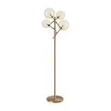Equinoxe Floor Lamp - Antique Brass & Amber Glass