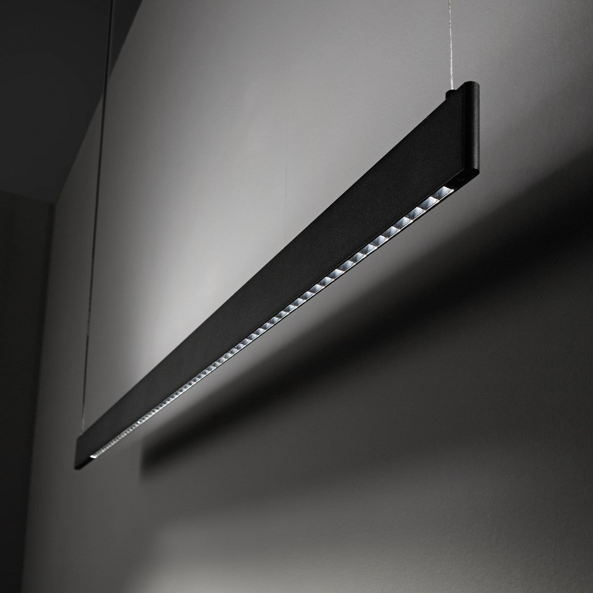Steel Linear Pendant Light Wide - White in situ