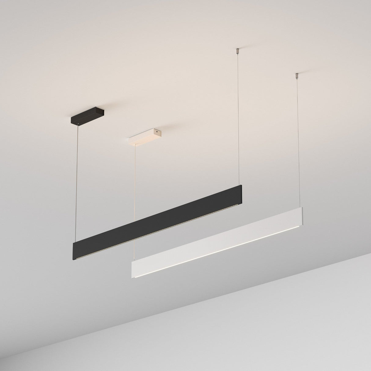 Steel Linear Pendant Light Accent - White in situ