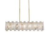 Lunaro Linear Panel Alabaster Chandelier – Brushed Brass & Soft White