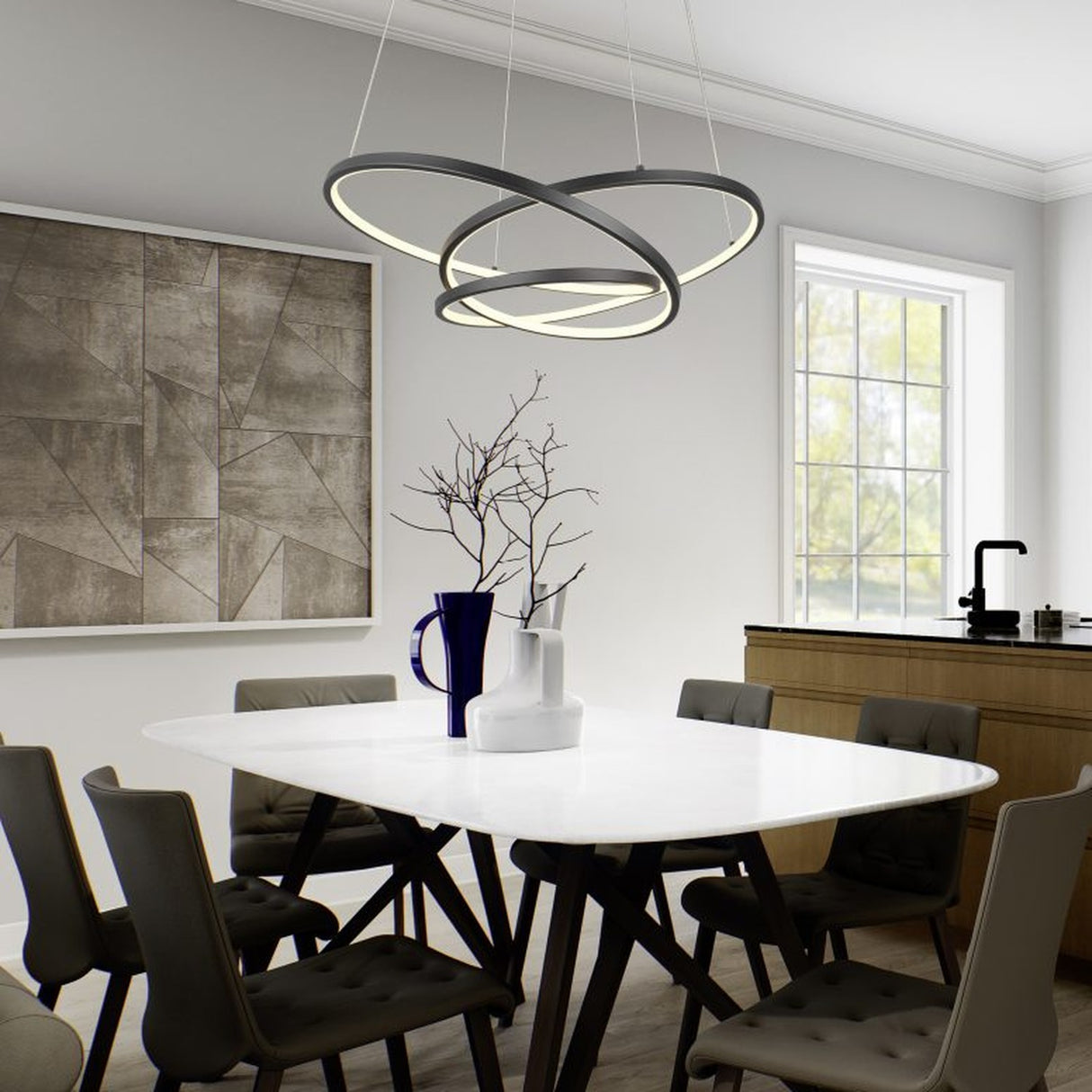 Darvin LED Ring 84cm Chandelier – Matt Black