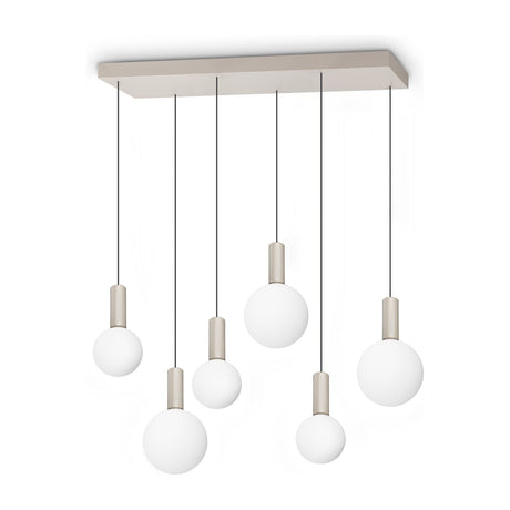 Odeon Chandelier - White Glass (Linear, 6 Light)