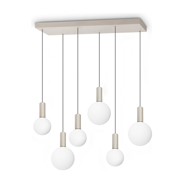 Odeon Chandelier - White Glass (Linear, 6 Light)