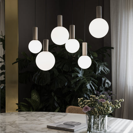 Odeon Chandelier - White Glass (Round, 6 Light) in situ