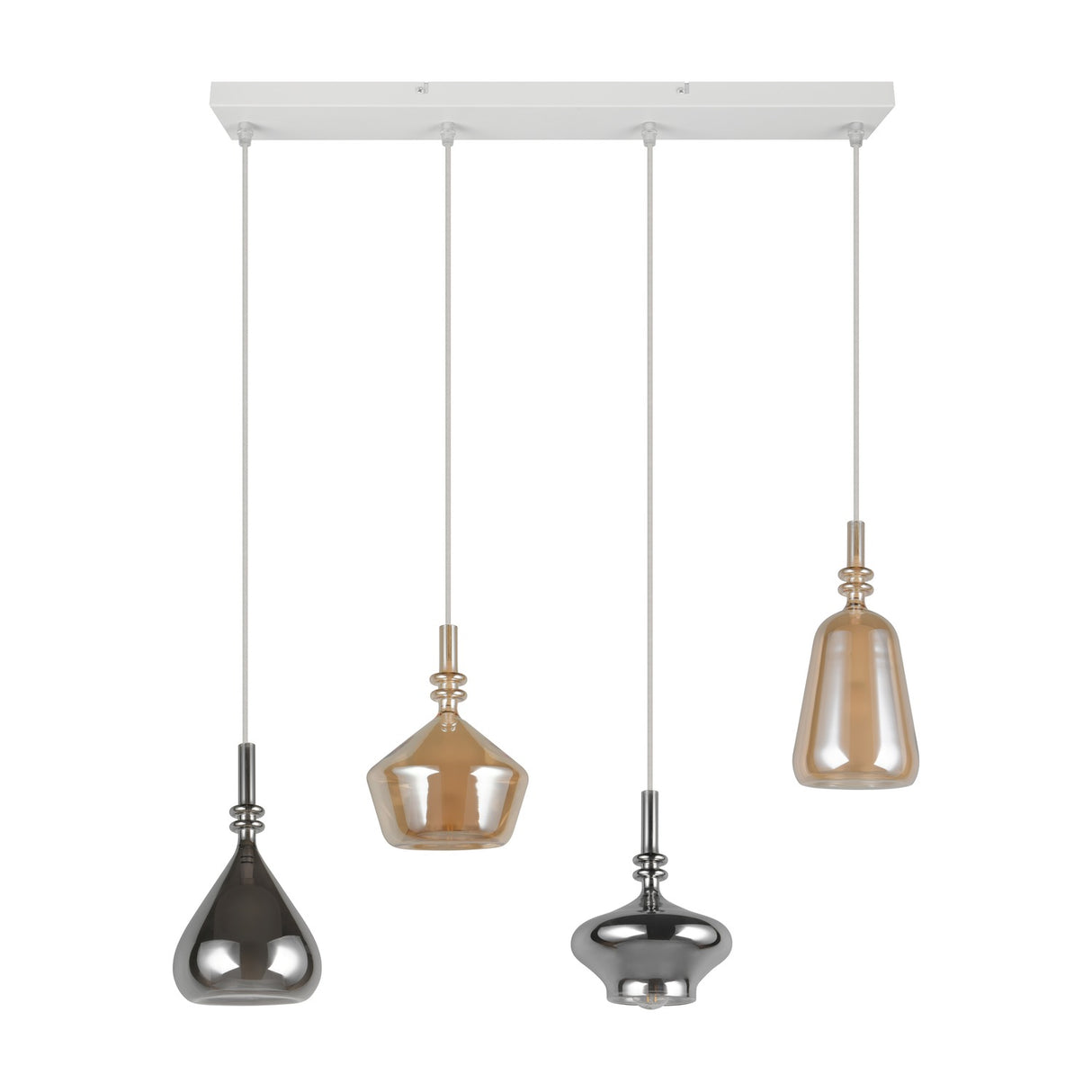 Aldea 4 Light Glass Chandelier – Matt White