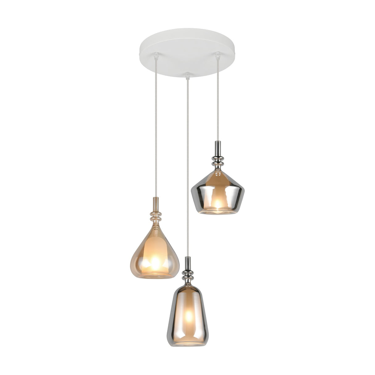 Aldea 3 Light Glass Chandelier – Matt White