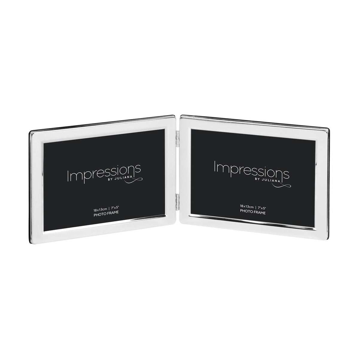 Landscape Hinged Double Plated Photo Frame 7 x 5in - Silver