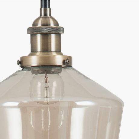 Emmanuelle Antique Brass & Lustre Glass Pendant Light - 21cm
