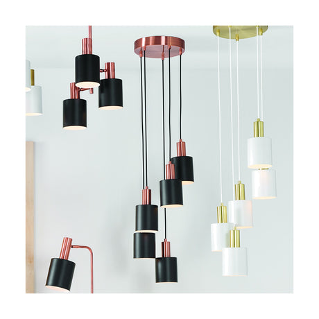 Biba Black & Antique Copper 5 Drop Pendant Light - 27cm