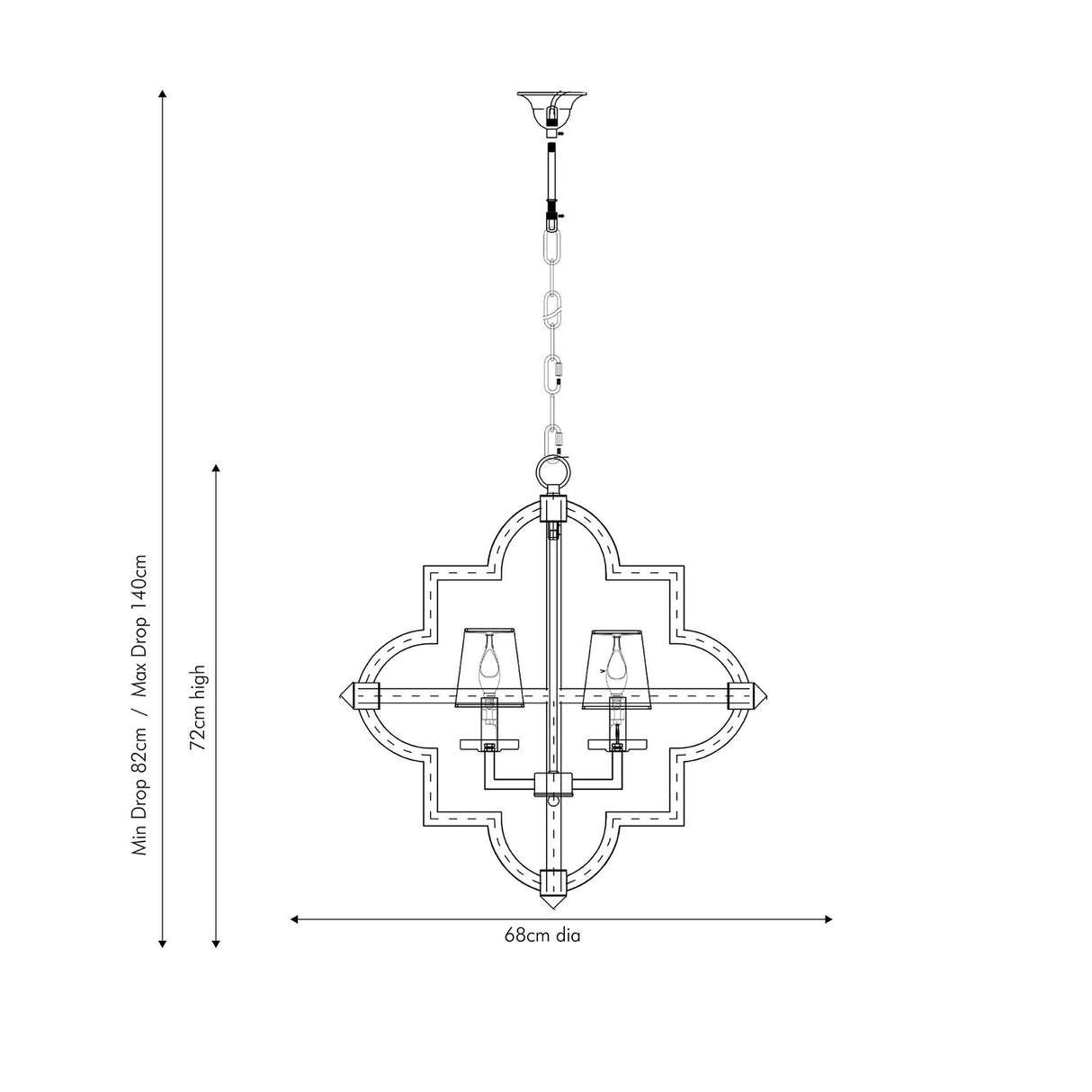 Zanetta Nickel Four Shade Pendant Light - 68cm