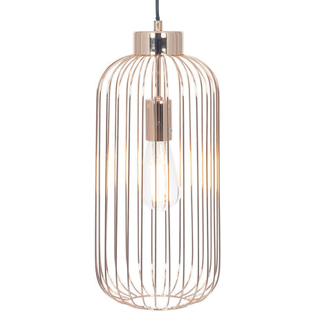 Dania French Gold Iron Wire Tall Pendant Light - 19cm
