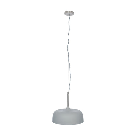 Anke Matt Grey Domed Iron Pendant Light, 32cm wide, with a rounded metal shade and brushed metal ceiling rose, shown against a plain white background.