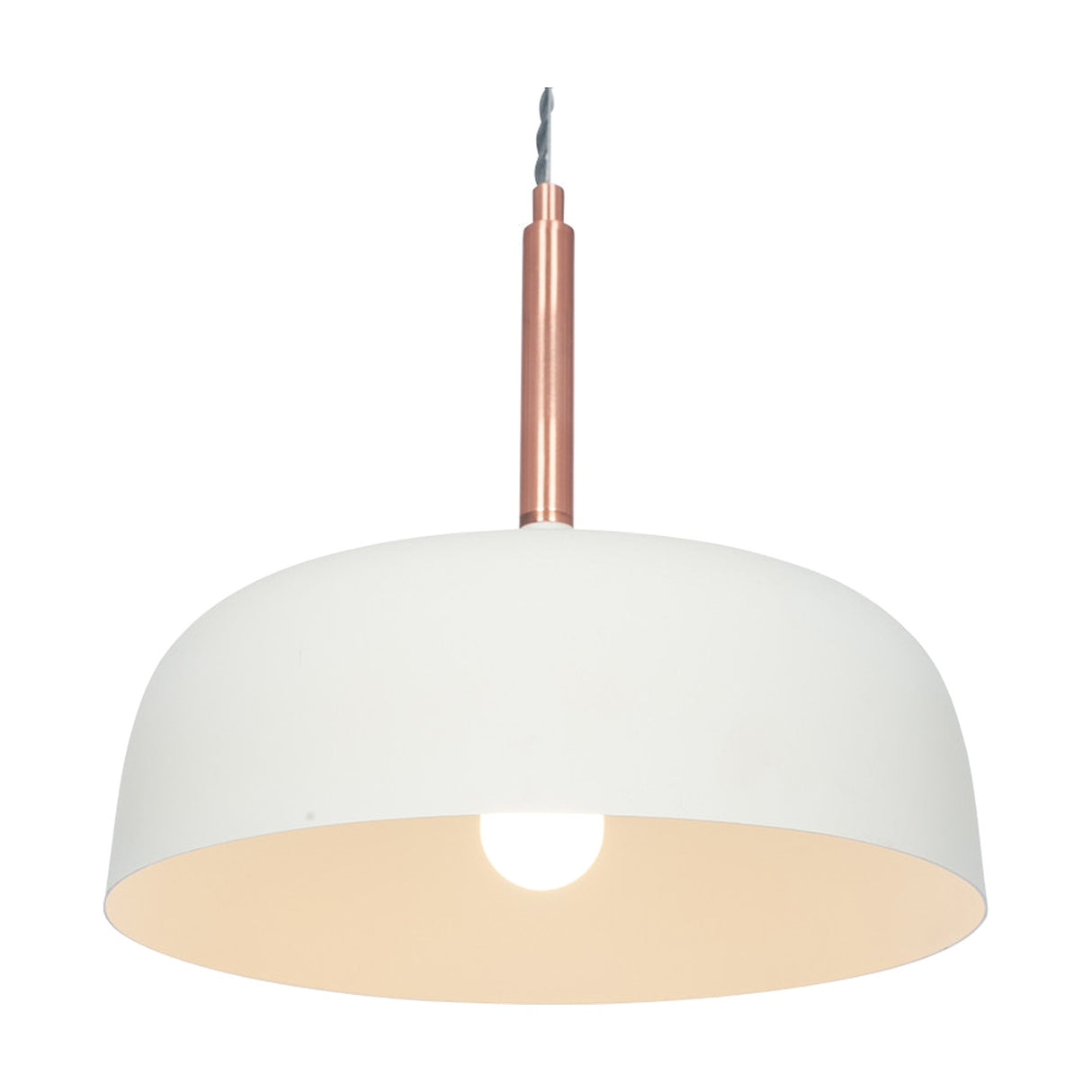 Anke Matt Cream Domed Iron Pendant Light - 32cm