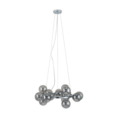 Vecchio Smoke Glass Ball & Chrome Pendant Light - 57cm
