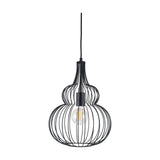 Dania Matt Black Iron Shaped Wire Pendant Light - 30cm