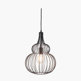 Dania Matt Black Iron Shaped Wire Pendant Light - 30cm