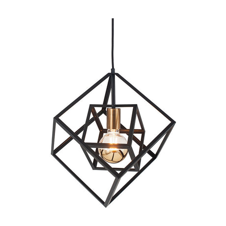 Alessio Matt Black Iron Cube Pendant Light - 45cm