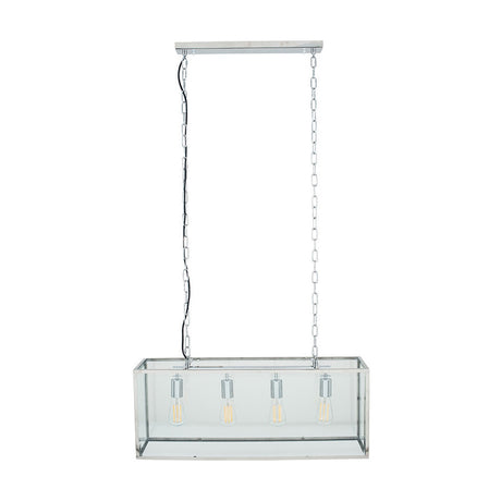 Llewellyn Silver Metal & Glass 4 Bulb Pendant Light - 82cm