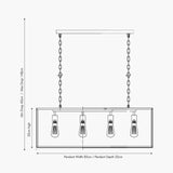 Llewellyn Silver Metal & Glass 4 Bulb Pendant Light - 82cm
