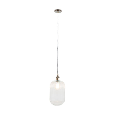 Abigail Clear Ribbed Glass Tall Pendant Light - 20cm