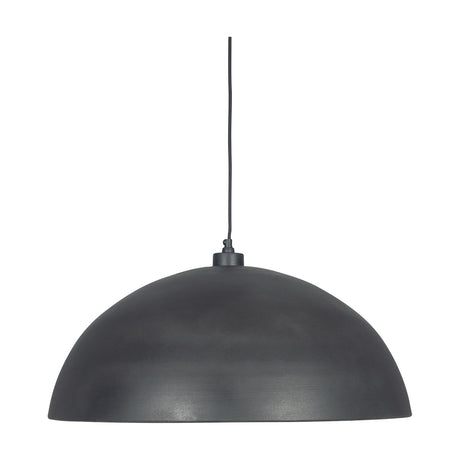 Anders 63cm dome pendant light in matt black iron with visible black cable and ceiling mount, shown against a plain white background.