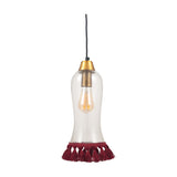 Dita Clear Organic Glass & Red Tassel Pendant Light - 15cm