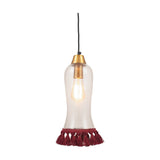 Dita Clear Organic Glass & Red Tassel Pendant Light - 15cm