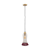Dita Clear Organic Glass & Red Tassel Pendant Light - 15cm