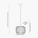 Bella White Glass & Gold Iron Ribbed Squoval Pendant Light - 25cm