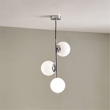 Asterope White Orb & Shiny Chrome Pendant Light - 29cm