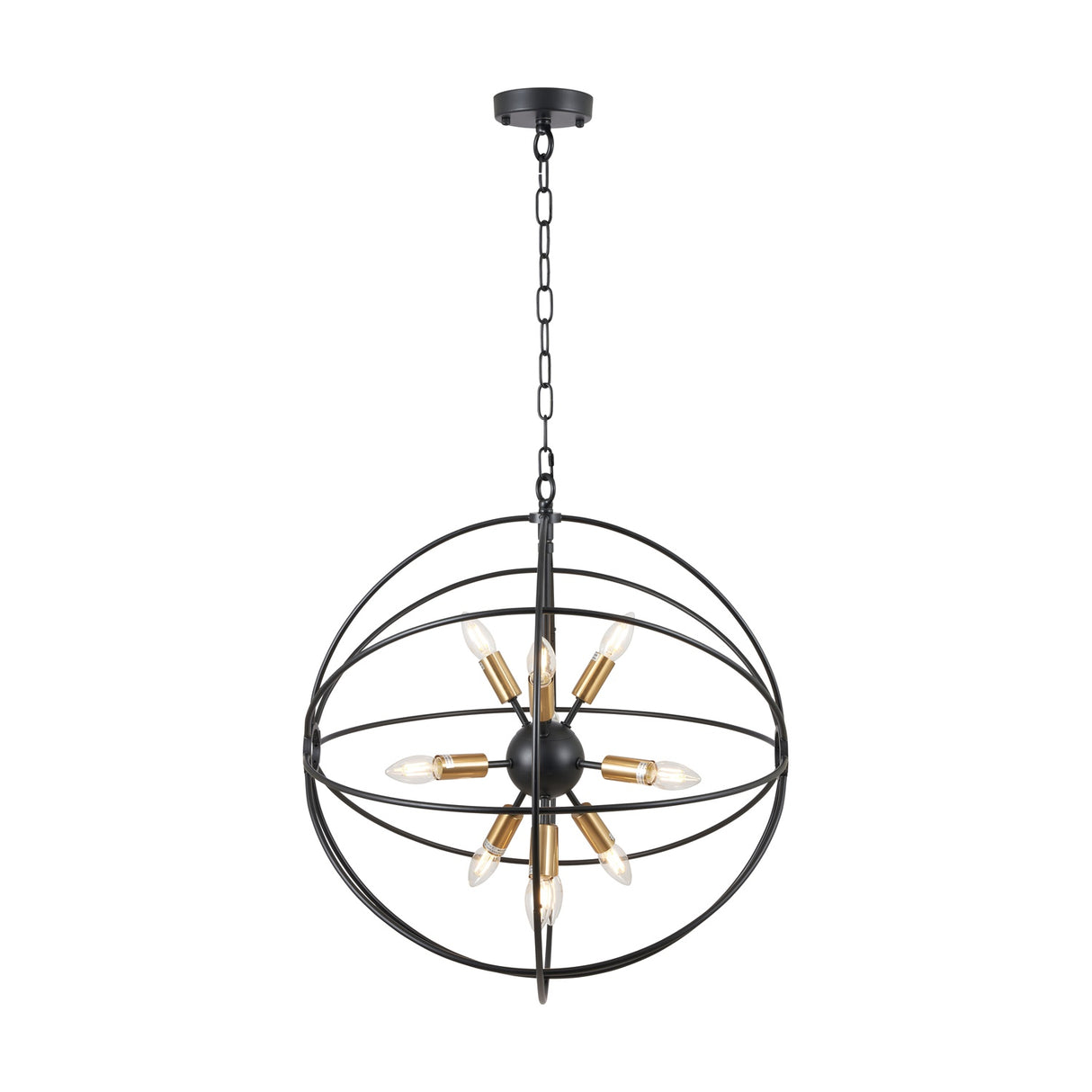 Luna Matt Black & Brushed Gold Iron Sputnik Pendant Light - 60cm