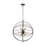 Luna Matt Black & Brushed Gold Iron Sputnik Pendant Light - 60cm