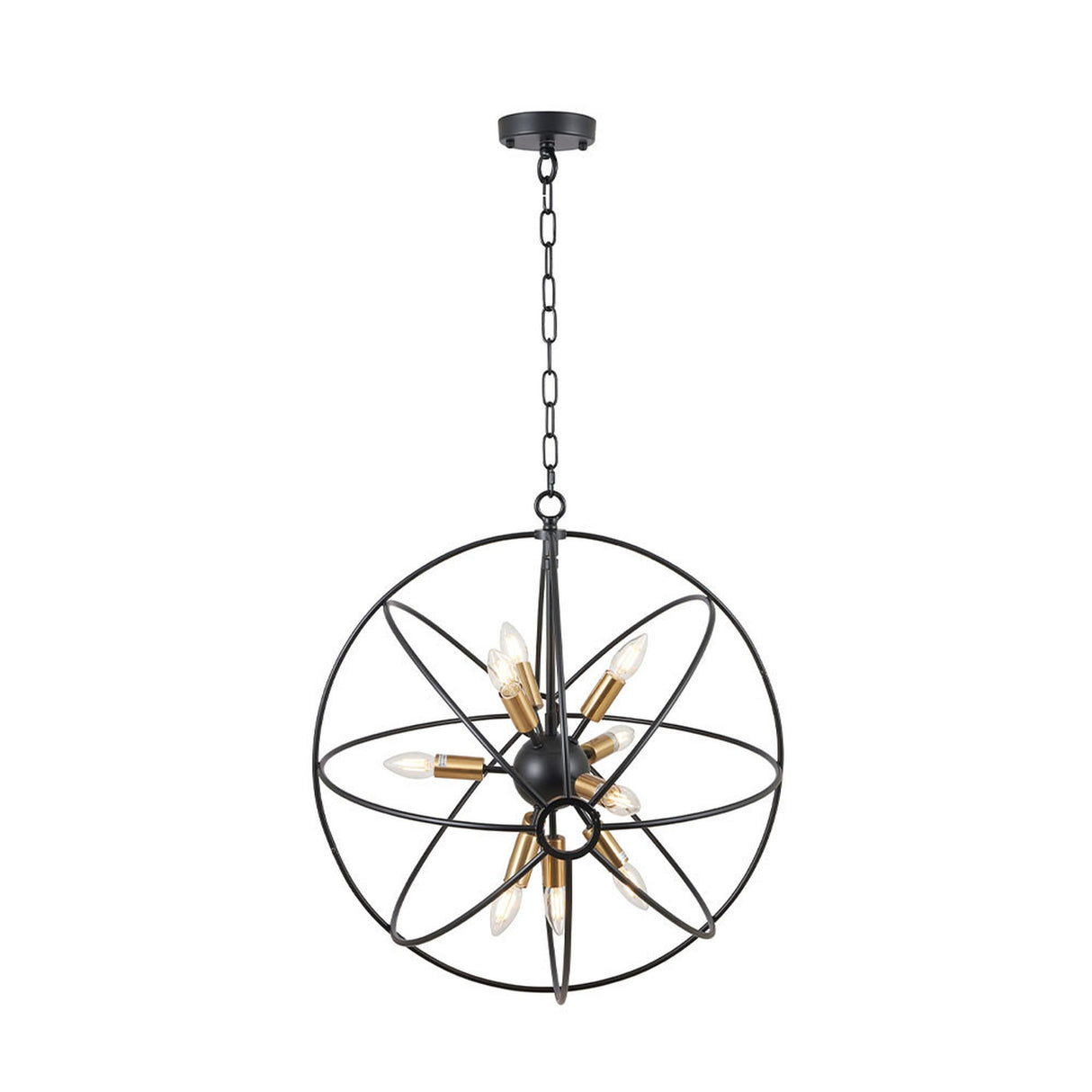 Luna Matt Black & Brushed Gold Iron Sputnik Pendant Light - 60cm